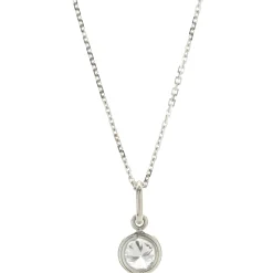 14 Karat White Gold Bezel Set Diamond Solitaire Necklace