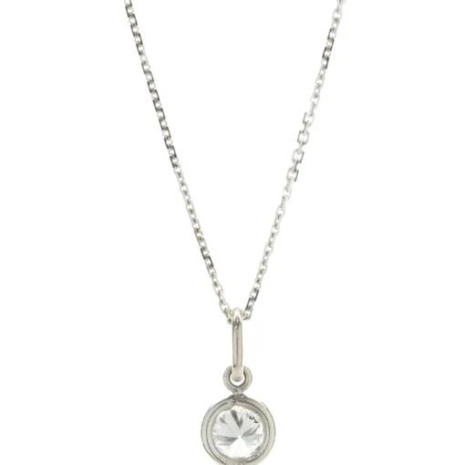 14 Karat White Gold Bezel Set Diamond Solitaire Necklace