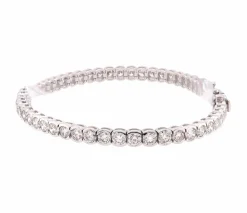 18 Karat White Gold Bezel Set Diamond Tennis Bracelet