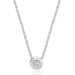 14 Karat White Gold Bezel Set Diamond Necklace