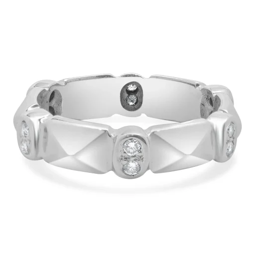 18 Karat White Gold Bezel Set Double Diamond Band