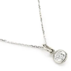 14 Karat White Gold Bezel Set Diamond Solitaire Necklace
