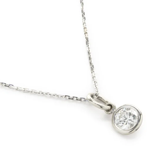 14 Karat White Gold Bezel Set Diamond Solitaire Necklace