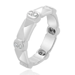 18 Karat White Gold Bezel Set Double Diamond Band