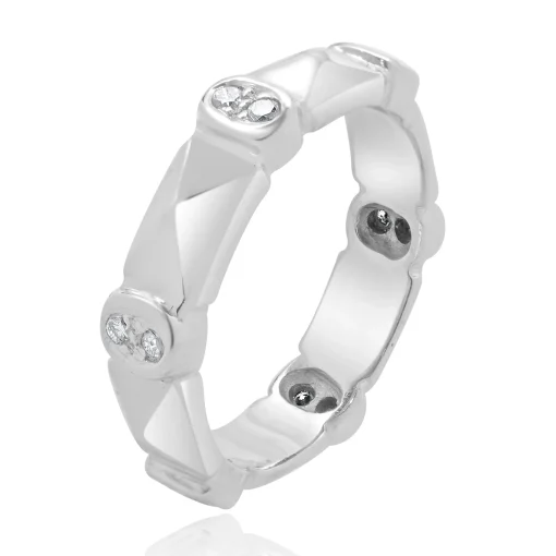 18 Karat White Gold Bezel Set Double Diamond Band