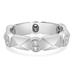 18 Karat White Gold Bezel Set Double Diamond Band