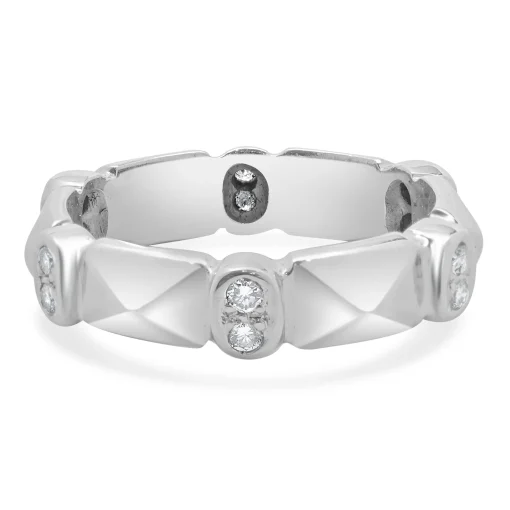 18 Karat White Gold Bezel Set Double Diamond Band
