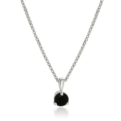 14 Karat White Gold Black Diamond Solitaire Necklace