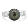 18 Karat White Gold Black Pearl and Diamond Ring