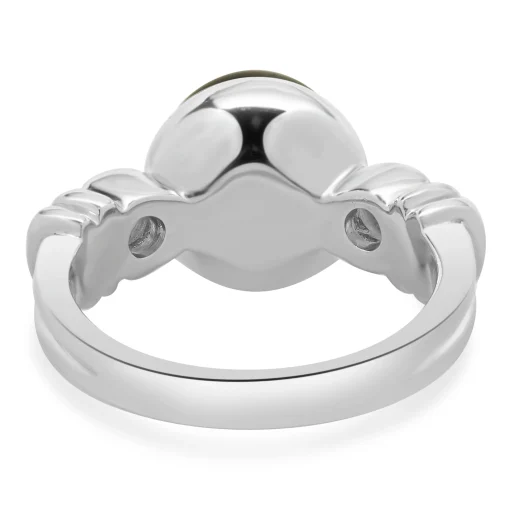 18 Karat White Gold Black Pearl and Diamond Ring