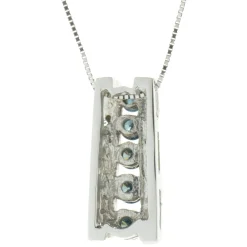 18 Karat White Gold Blue and White Diamond Slide Necklace