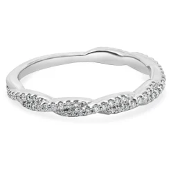 14 Karat White Gold Braided Diamond Band