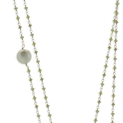 18 Karat White Gold Briolette Cut Diamonds, Black Diamonds, and Tahitian Pearl Station Necklace