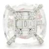 18 Karat White Gold Carved Crystal and Diamond Cocktail Ring