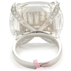 18 Karat White Gold Carved Crystal and Diamond Cocktail Ring