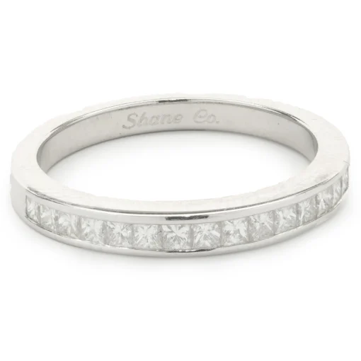 14 Karat White Gold Channel Set Princess Cut Diamond Band