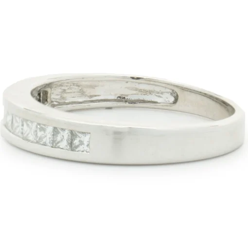 14 Karat White Gold Channel Set Princess Cut Diamond Band