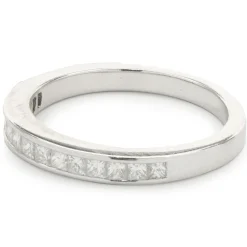 14 Karat White Gold Channel Set Princess Cut Diamond Band
