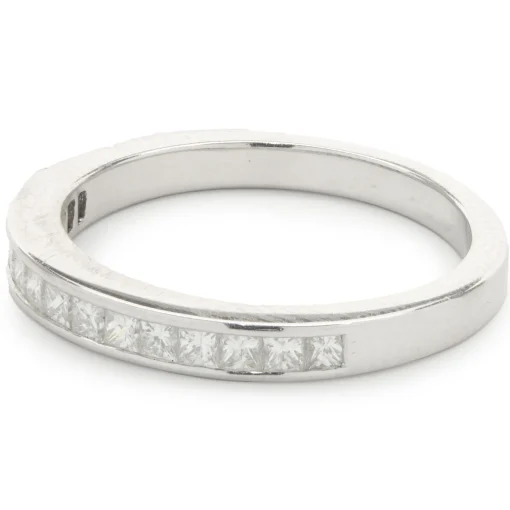 14 Karat White Gold Channel Set Princess Cut Diamond Band