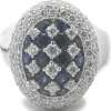 18 Karat White Gold Checkerboard Sapphire and Diamond Ring