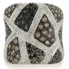 14 Karat White Gold Chocolate, Black, and White Wide Diamond Cigar Band