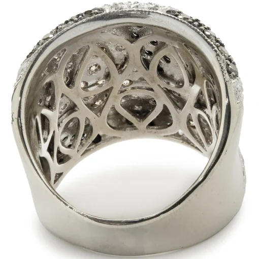 14 Karat White Gold Chocolate, Black, and White Wide Diamond Cigar Band
