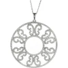 14 Karat White Gold Circle Diamond Filigree Necklace