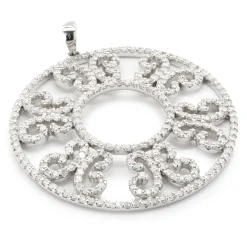 14 Karat White Gold Circle Diamond Filigree Necklace