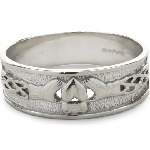 14 Karat White Gold Claddagh 7.50MM Band