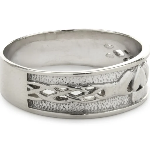 14 Karat White Gold Claddagh 7.50MM Band