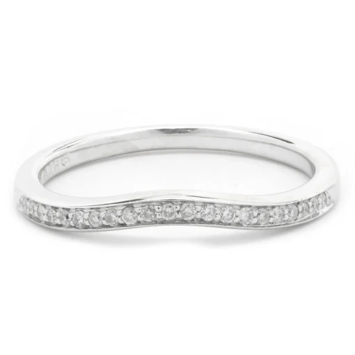 14 Karat White Gold Curved Diamond Band