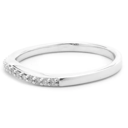 14 Karat White Gold Curved Diamond Band