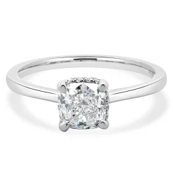 14 Karat White Gold Cushion Cut Diamond Engagement Ring