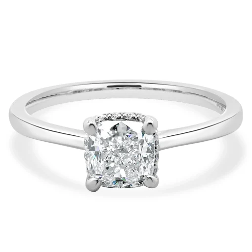 14 Karat White Gold Cushion Cut Diamond Engagement Ring