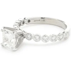 14 Karat White Gold Cushion Cut Diamond Engagement Ring