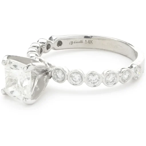 14 Karat White Gold Cushion Cut Diamond Engagement Ring