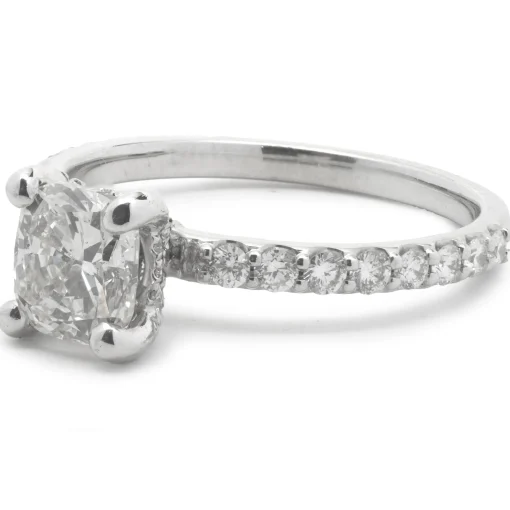 14 Karat White Gold Cushion Cut Diamond Engagement Ring