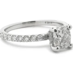 14 Karat White Gold Cushion Cut Diamond Engagement Ring