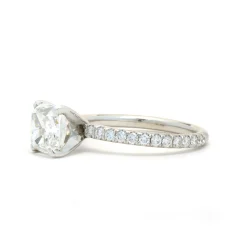 14 Karat White Gold Cushion Cut Diamond Engagement Ring