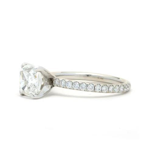 14 Karat White Gold Cushion Cut Diamond Engagement Ring