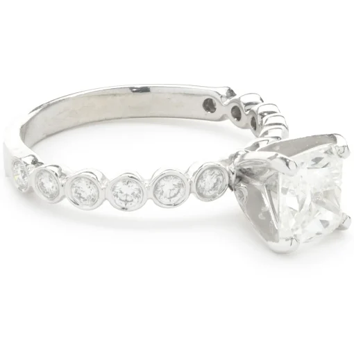 14 Karat White Gold Cushion Cut Diamond Engagement Ring
