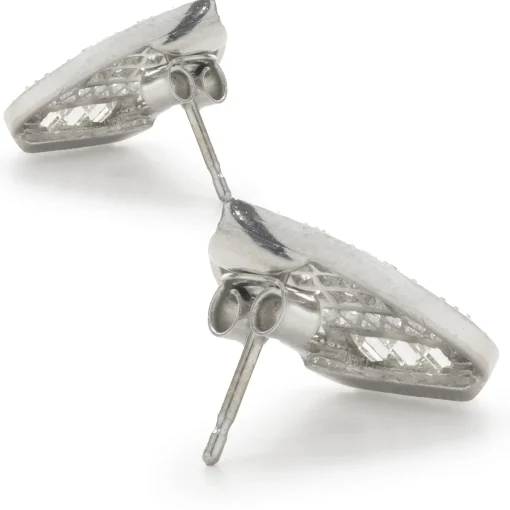 14 Karat White Gold Deco Style Diamond Earrings