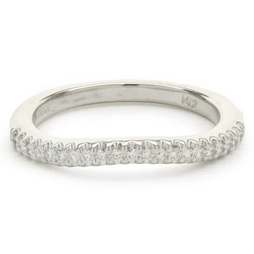 14 Karat White Gold Diamond Wave Band