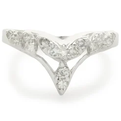 14 Karat White Gold Diamond V Band
