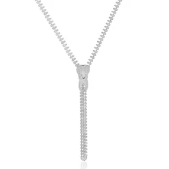 18 Karat White Gold Diamond Zipper Necklace