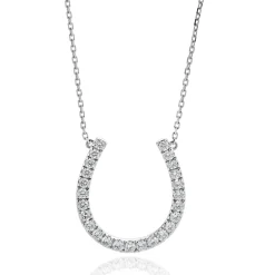 14 Karat White Gold Diamond Horseshoe Necklace