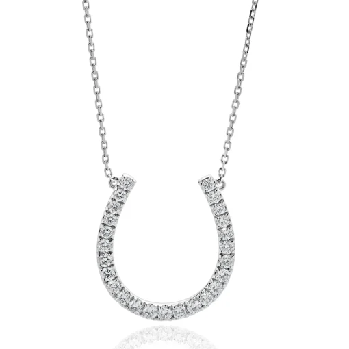 14 Karat White Gold Diamond Horseshoe Necklace