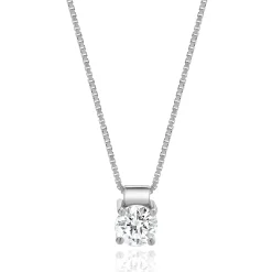 14 Karat White Gold Diamond Solitaire Necklace
