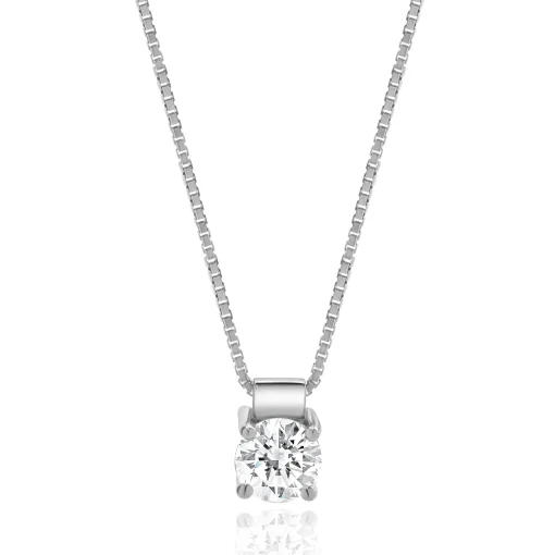 14 Karat White Gold Diamond Solitaire Necklace
