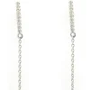 14 Karat White Gold Diamond Bar and Chain Drop Earrings